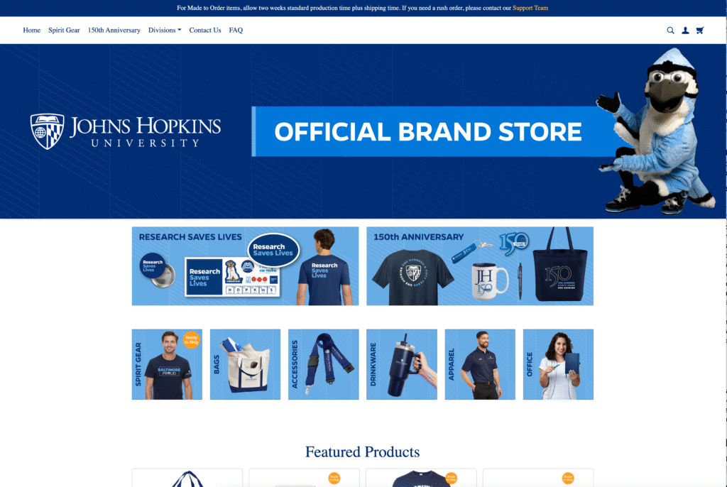 Internal brand store homepage